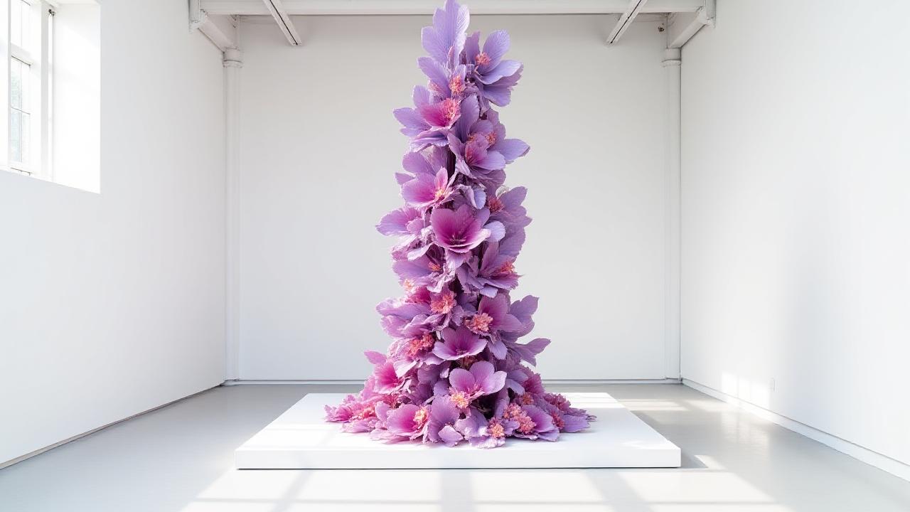 Sculptures florales en papier lavé pour une galerie parisienne